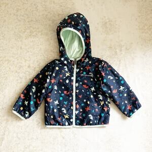 Columbia Reversible Windbreaker Size 2T Bigfoot Surfer Print Hooded Jacket